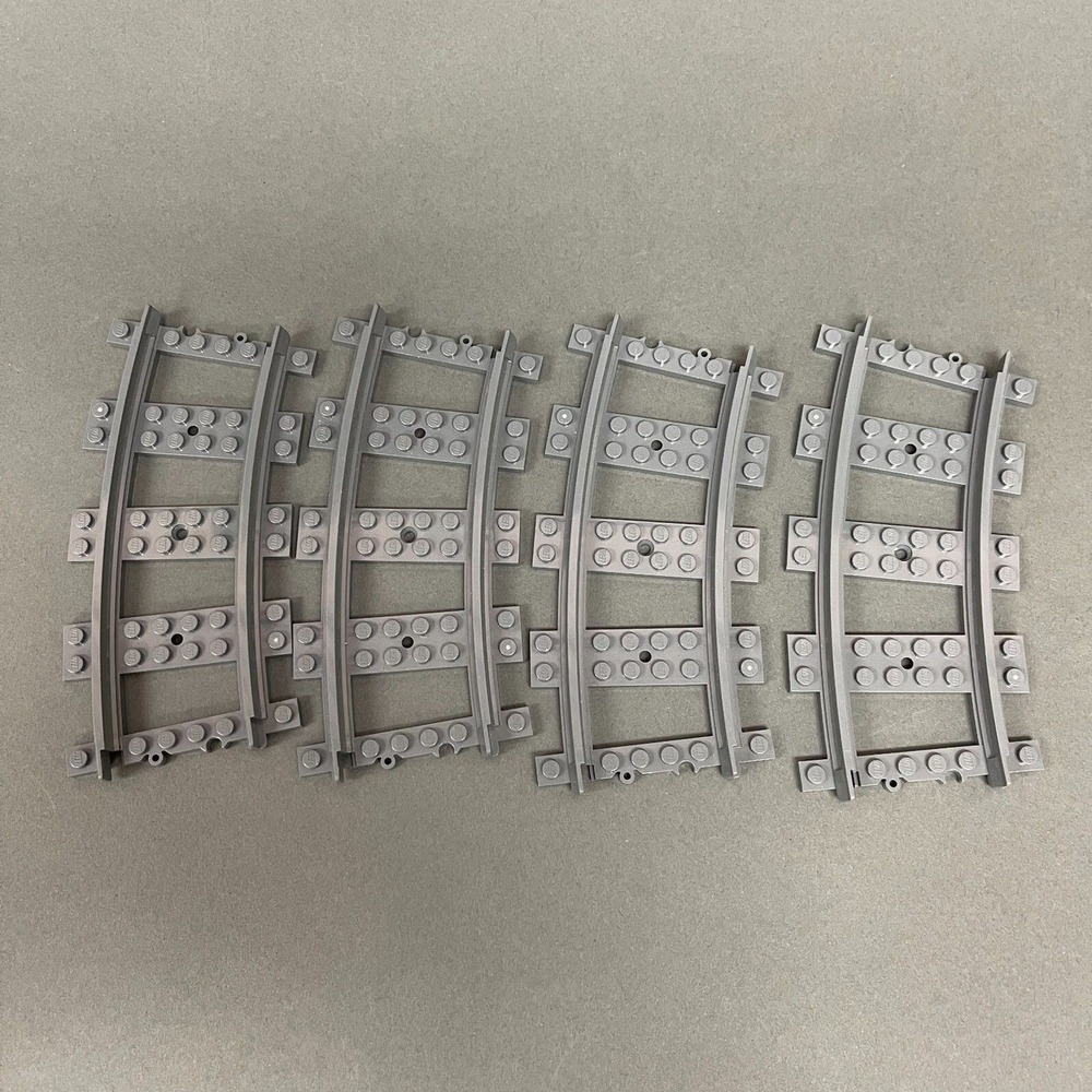 Lego 53400 Train Tracks Curved‎ Gray Replacement Parts Pieces Lot of 4